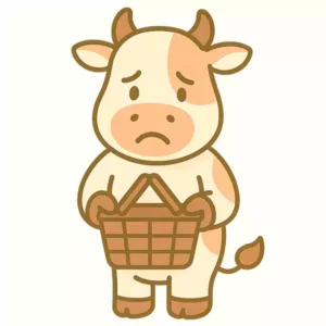 Empty Basket - giftmoo mascot looking sad